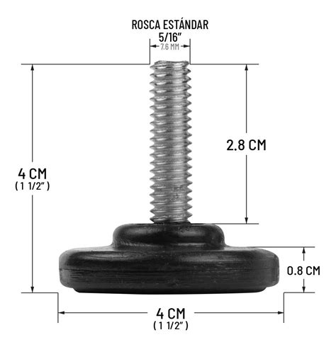 Regaton Nivelador Para Muebles Plastico Rosca 5 16 4pzs FICUS MX