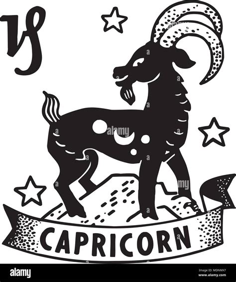 Capricorn- Retro Clipart Illustration Stock Vector Image & Art - Alamy