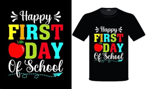 Feliz primer día de escuela diseño gráfico colorido de camiseta de ...