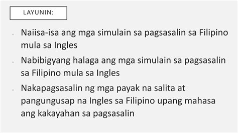 Mga Simulain Sa Pagsasalin Sa Filipino Mula Sa Ingles Pptx