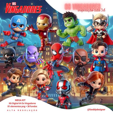 Os Vingadores Cute Kit Digital Nick Design