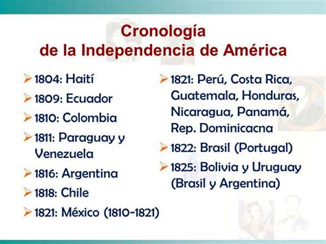 Cronolog A De La Independencia De Am Rica Latina Brainly Lat