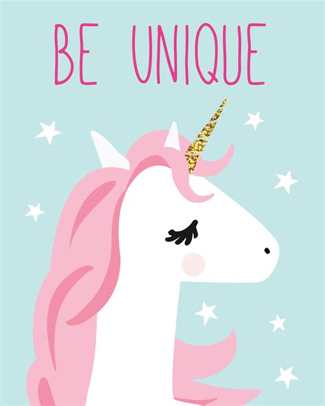 Unicorn Print Set Set Of 4 Be Unique Be Magical Unicorn Etsy