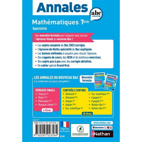 Annales ABC du BAC 2024 Maths Tle Sujets et corrigés Enseignement