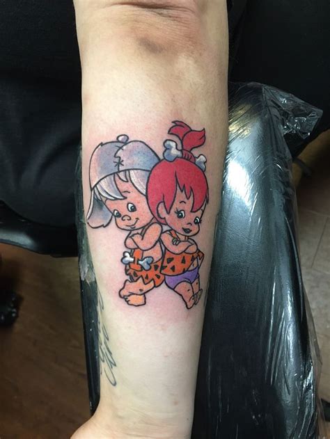 Pebbles And Bambam Flintstones Tattoo By Elf Matching Couple Tattoos