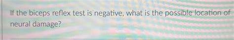 Solved If the biceps reflex test is negative, what is the | Chegg.com