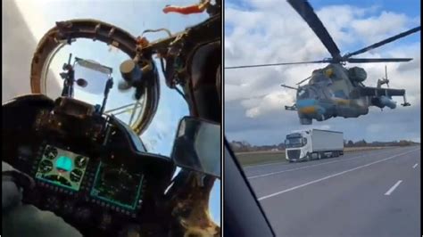 Ukraine Watch Mi 24 Helicopters Fly Terrifyingly Low To The Ground