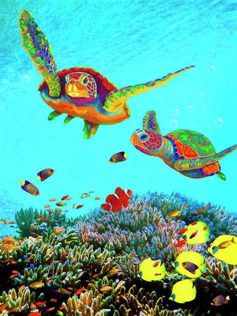 Caribbean Sea Turtles Painting by Sandra Selle Rodriguez - Fine Art America