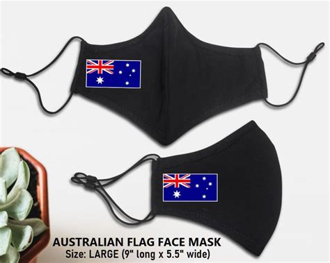 Australia Flag Face Mask Reusable Premium Black Face Masks Etsy