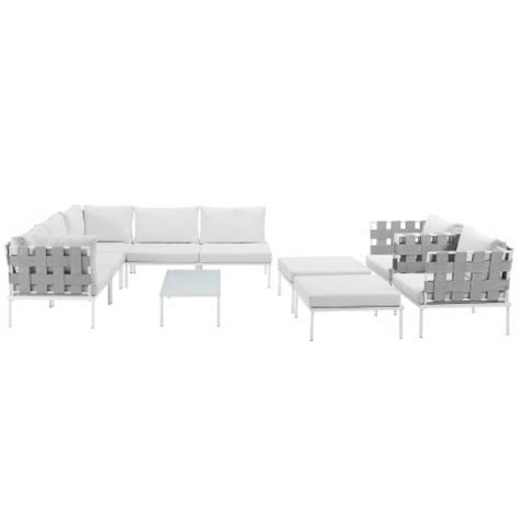 Harmony 10 Piece Outdoor Patio Aluminum Sectional Sofa Set White