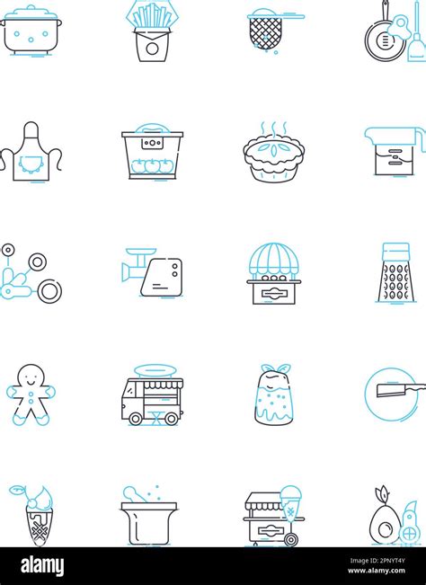 Baking Food Linear Icons Set Flour Sugar Butter Yeast Dough Oven