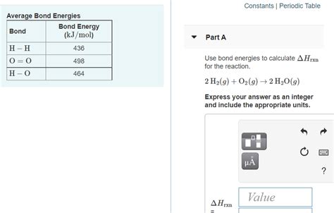 Answered Constants Periodic Table Average Bond… Bartleby