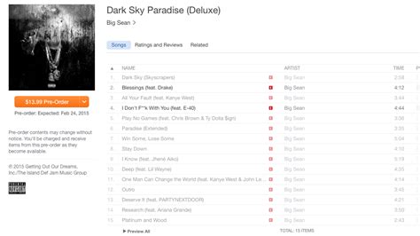 Big Sean Dark Sky Paradise Tracklist R Hiphopheads