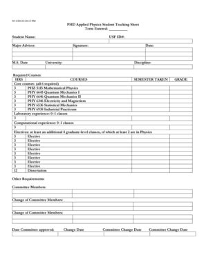 Fillable Online Physics Usf Track Form Physics Physics Usf Fax