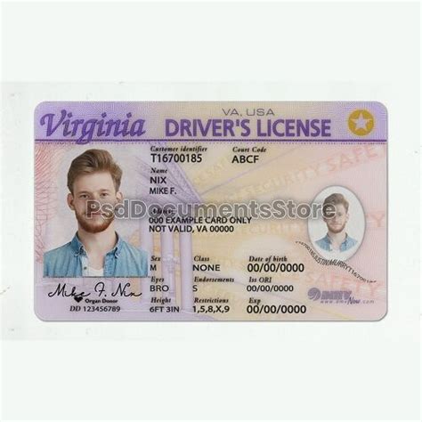 Virginia Drivers License Psd Template Psd Documents Store