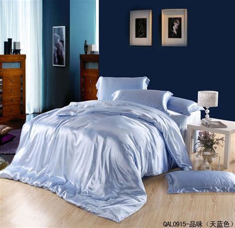 Royal Blue Duvet Covers Bedding Set Silk Satin California King Size