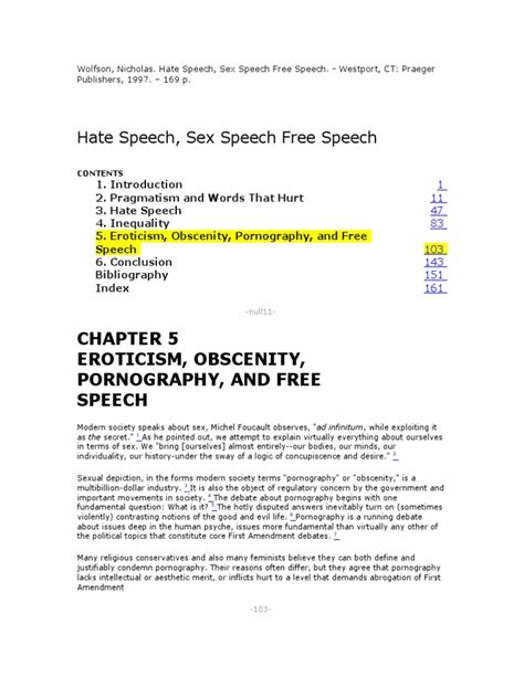 Wolfson Nicholas Hate Speech Sex Speech Free Speech Pdf