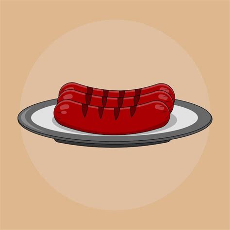 Premium Vector Vector Illustration Of A Plate Of Grilled Sausages