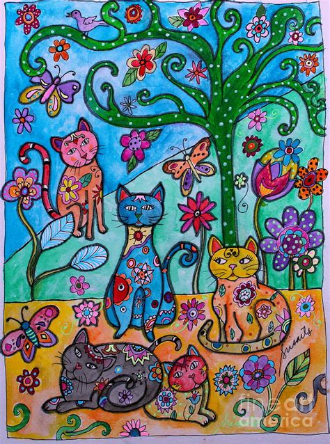 Whimsical Cats Painting By Pristine Cartera Turkus Pixels