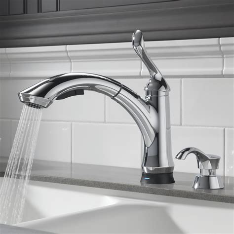 Delta Linden Touchless Single Handle Pull Out Standard Kitchen Faucet And Reviews Wayfair