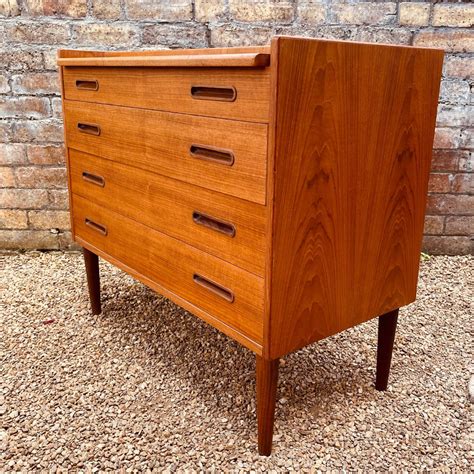 Mid Century Danish Teak Chest Of Drawers Desk Vanity Unit From The S