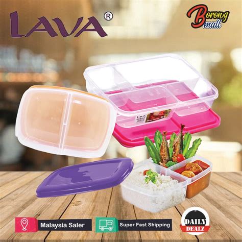 LAVA Lunch Box Food Container 2 3 4 Compartment Air Tight Food Storage