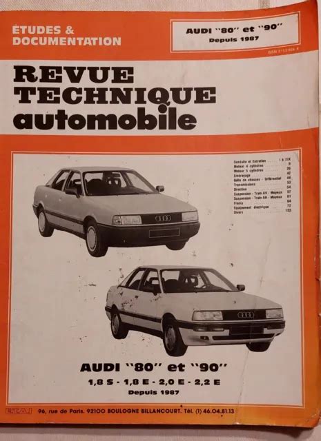 REVUE TECHNIQUE AUDI 80 Et 90 1 8S E 2 0E 2 2E EUR 10 00 PicClick FR