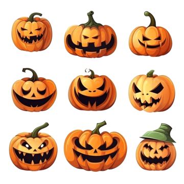 Cartoon Halloween Pumpkins Or Jackolanterns Comic Characters Halloween