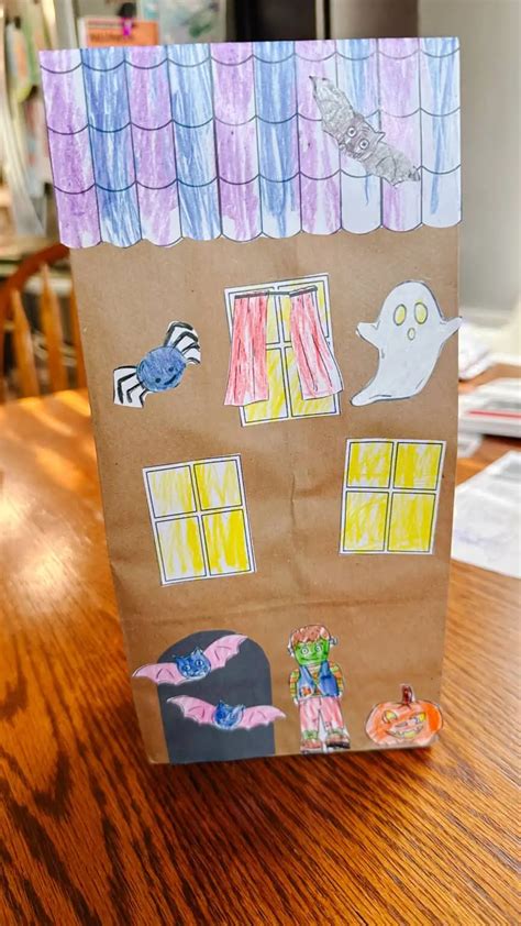 Easy Paper Bag Haunted House Craft Printable Template The Keele Deal