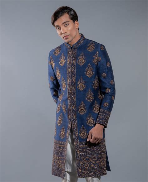 Blue Motif Sherwani More Mischief