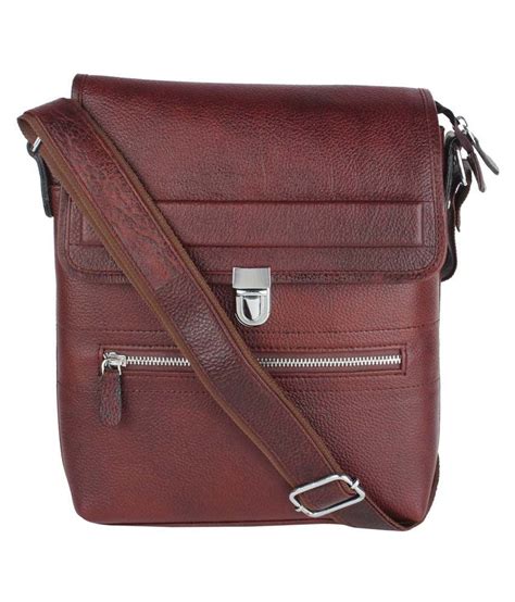 Umda Brown Leather Unisex Sling Bag Buy Umda Brown Leather Unisex Sling Bag Online At Low