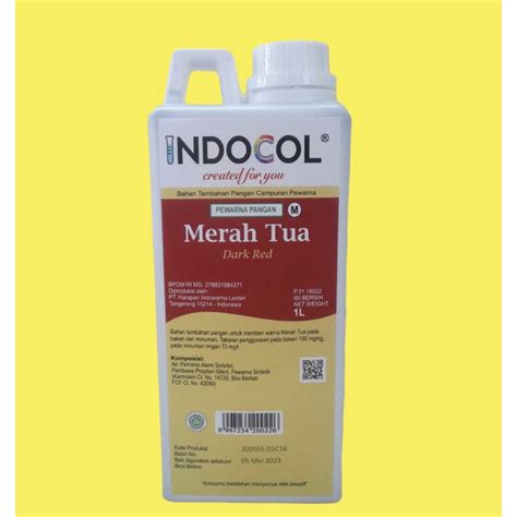 Jual Pewarna Cair Indocol Merah Tua Liter Shopee Indonesia