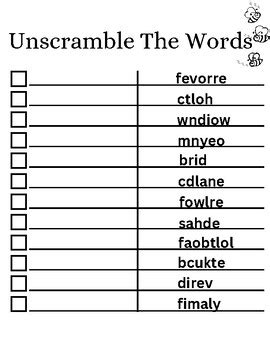 Look And Unscramble The Words Tradução Em Português - Unscramble Words Activity by Star Students | TPT