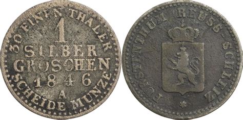 Reuss jüngere Linie zu Schleiz 1 Silbergroschen 1846 A Heinrich LXII