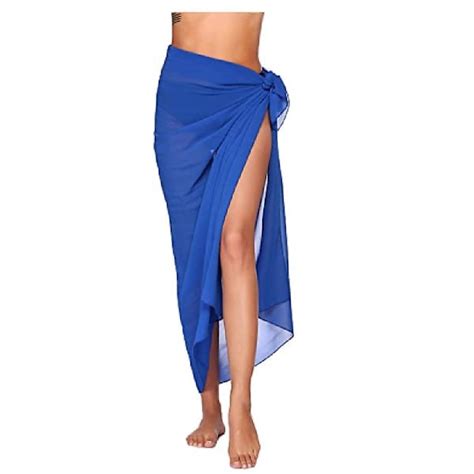 Strand Sarong Pareo Bikini Wrap Skjørt Cover Up Til Badetøj blue blue Fyndiq