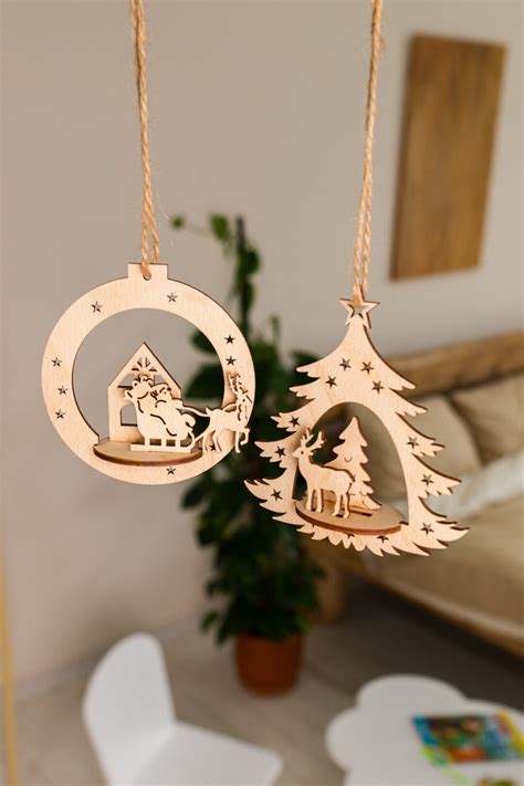 3D Holz Weihnachtskugel Ornament Laser Geschnitten Datei Svg Etsy De