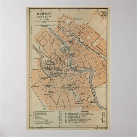 Vintage Tartu Estonia Map (1914) Poster | Zazzle