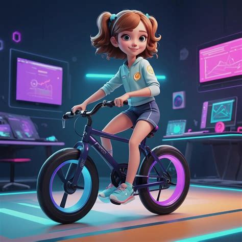 cute girl  ccyclinig premium ai generated image