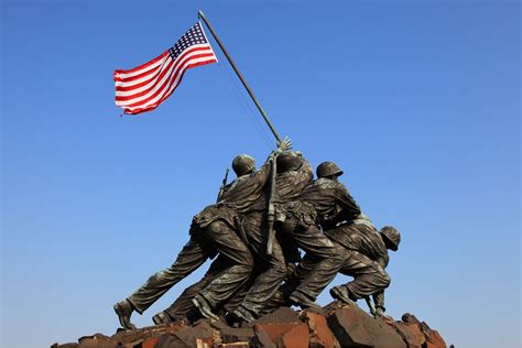 Iwo Jima Memorial Largest Bronze Statue In The World Red White