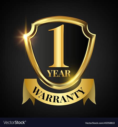 Year Warranty Golden Shield Royalty Free Vector Image