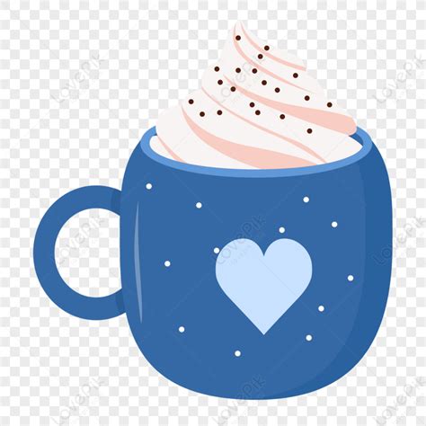 Christmas Hot Cocoa In Blue Love Cup Latte Sweets PNG Transparent Background And Clipart Image