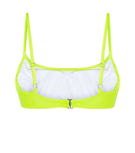 Yellow Neon Scoop Crop Bikini Top New Look