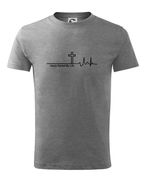 Jesus Saved My Life kříž ekg Tričko dětské bavlněné MyShirt cz