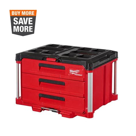 Milwaukee PACKOUT 22 in. Modular 3-Drawer Tool Box with Metal ...