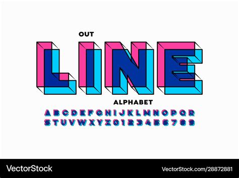 Outline style 3d font design alphabet letters Vector Image