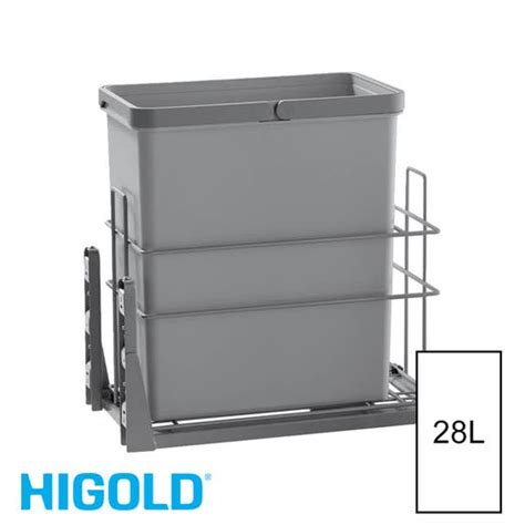 Higold 28l Single Pull Out Concealed Waste Bin 300mm Cupboard