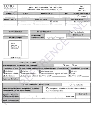 Fillable Online Breast MilkSpecimen Tracking Form Breast MilkSpecimen