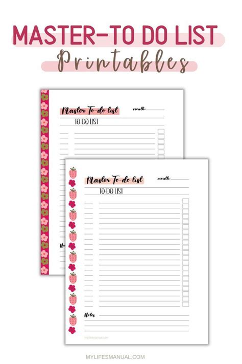 Free Master To Do List Printable Planner