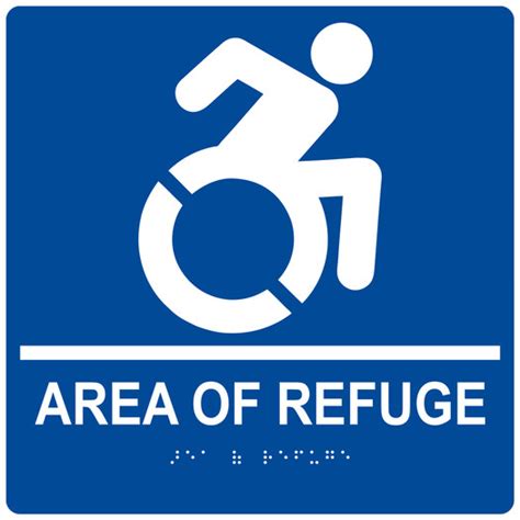 Area Of Refuge Braille Sign With Dynamic Accessibility Symbol Rre R