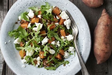 Maaltijdsalade Met Zoete Aardappel Linzen En Feta Recepten 15gram